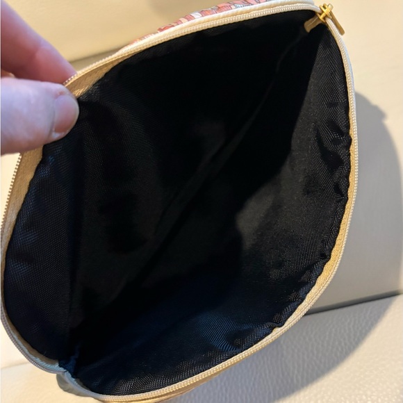 Jim Thompson Gorgeous Silk Leather Cosmetics Travel Bag Zip Closure - Picture 6 of 11